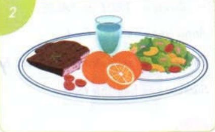 Meal 2: bread, oranges, a salad, dates and a glass of water